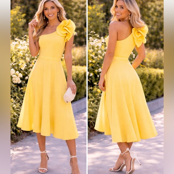 Eliza J Dresses & Skirts - NWT, Eliza J, Gorgeous, Full, One-Shoulder Stunner! Elegant, Classy & Timeless 4